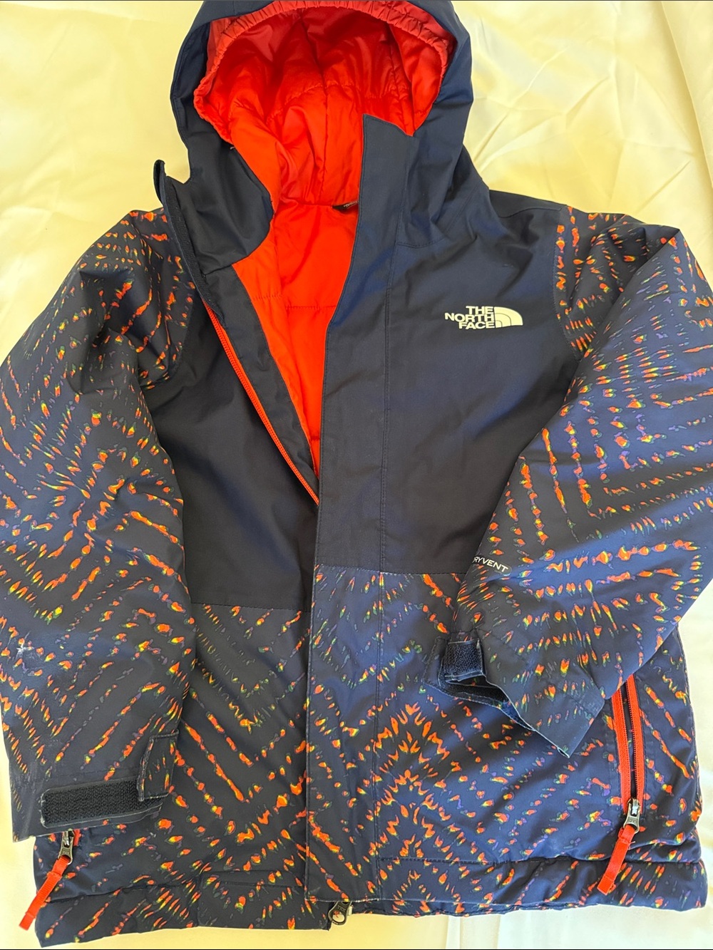 The North Face Kids' Navy & Orange Hooded Winter Jacket sz xs 6